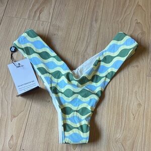 Blackbough Wavy Striped Bikini Bottom in Green and Yellow